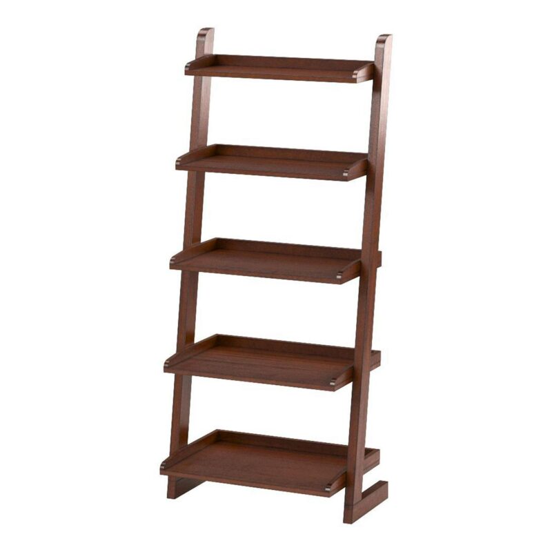 Furniture of America Carley 5-Shelf Ladder Leaning Bookcase, Antique Oak