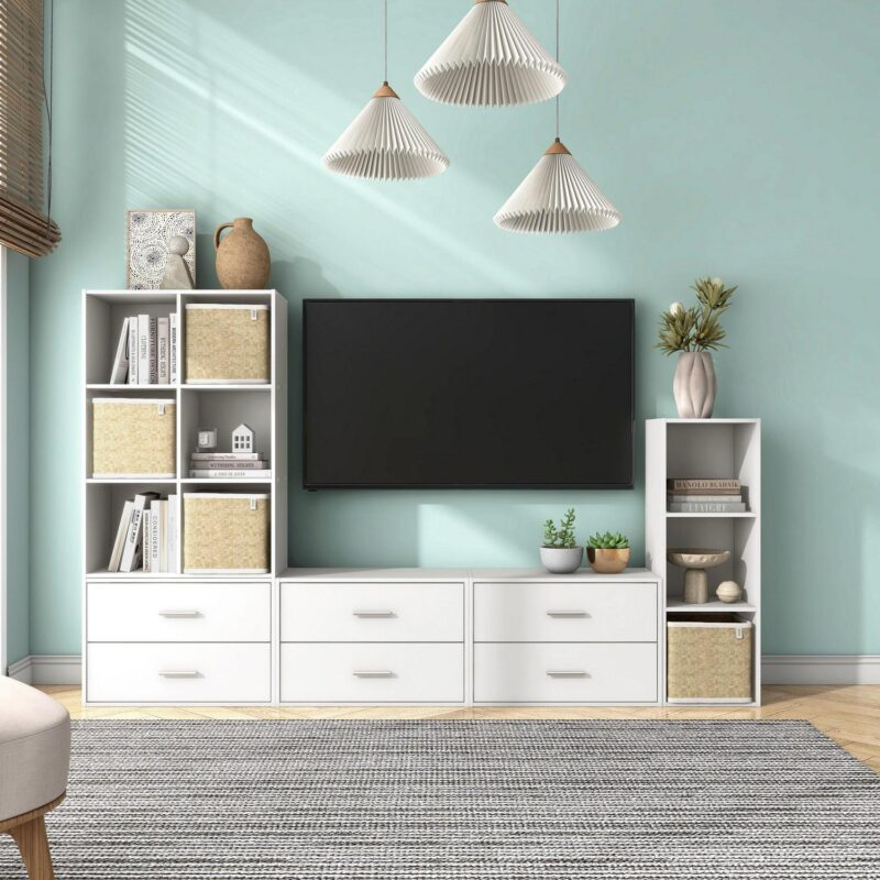Furniture of America Brooks Stackable 6-Cube Wood White Bookcase - Image 3