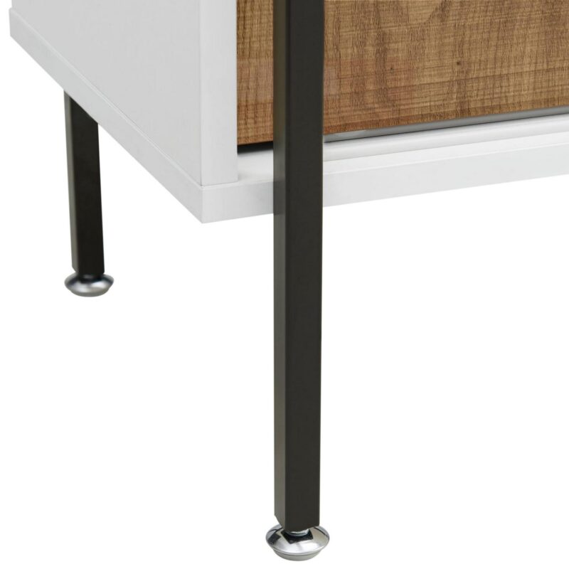 Furniture of America Trist Transitional 3-Shelf Bookcase with Sliding Doors, White and Oak - Image 13