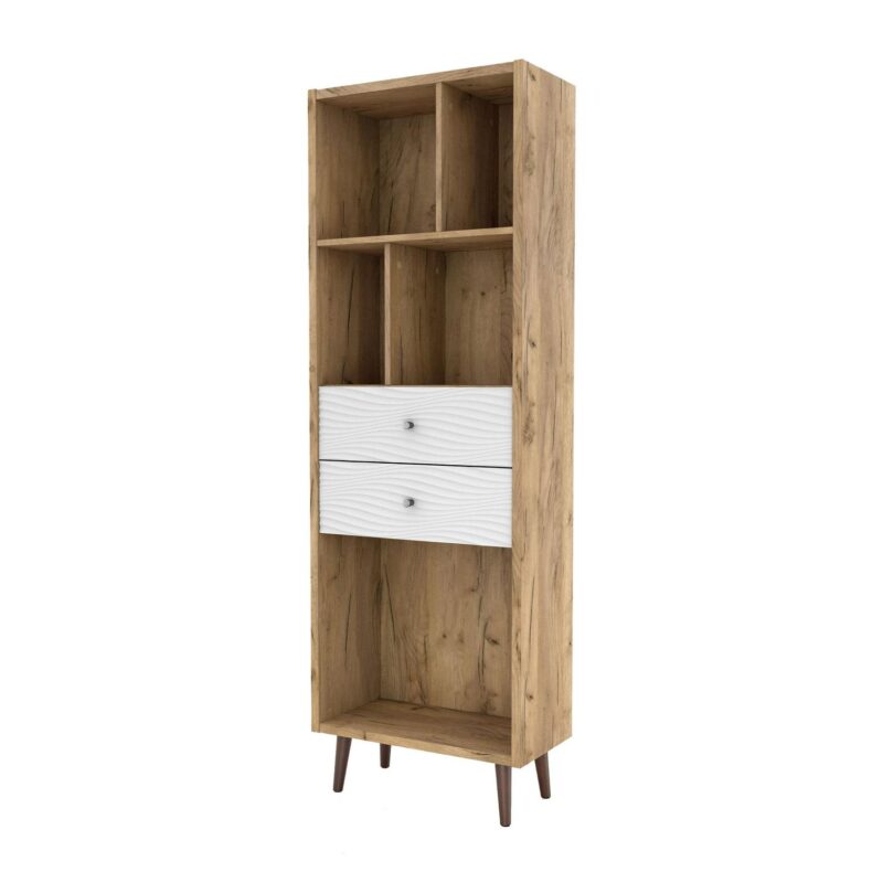 Furniture of America Nye Mid-Century Modern 5-Shelf Standard Bookcase with Light Oak - Image 3