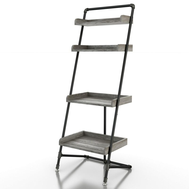 Furniture of America Annders 4-Tier Display Shelf, Gray Oak - Image 3