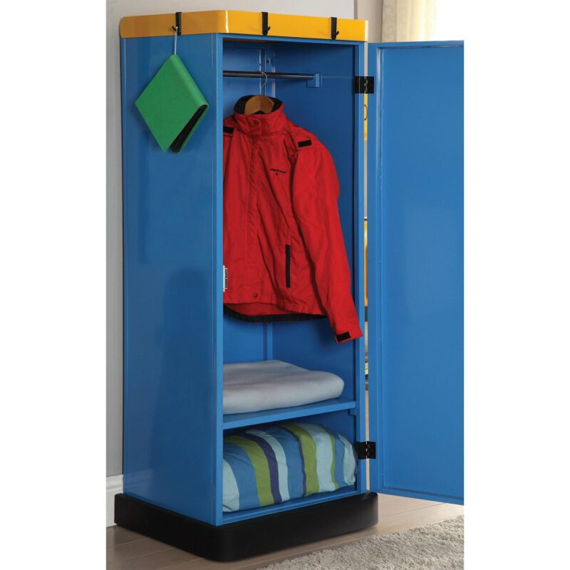 Furniture of America Carles Metal Blue 1-Door with 2 Shelves Kids Clothing Storage - Image 4
