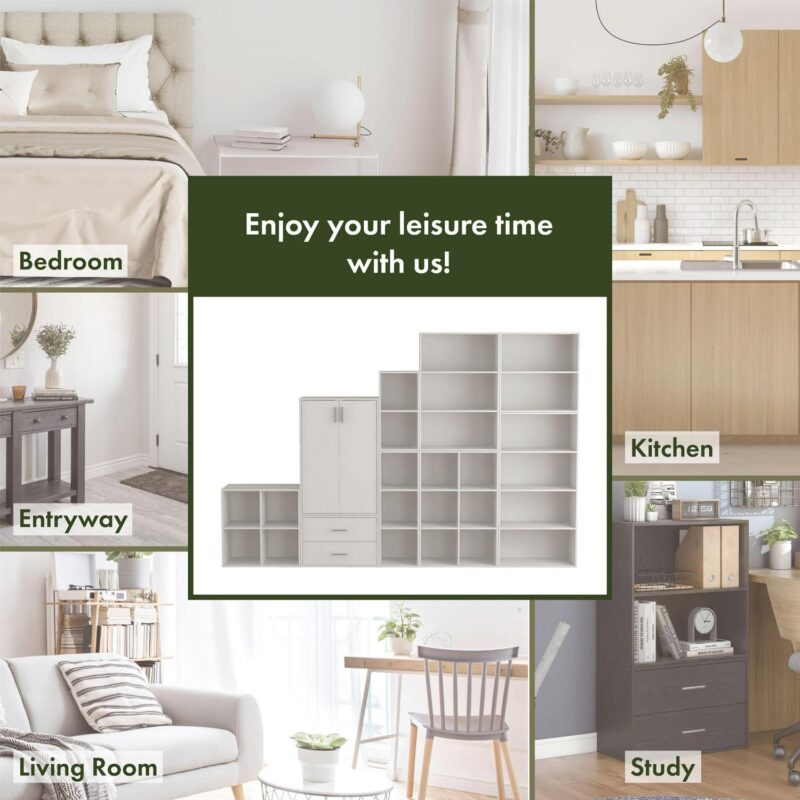 Furniture of America Brooks Stackable 6-Cube Wood White Bookcase - Image 6