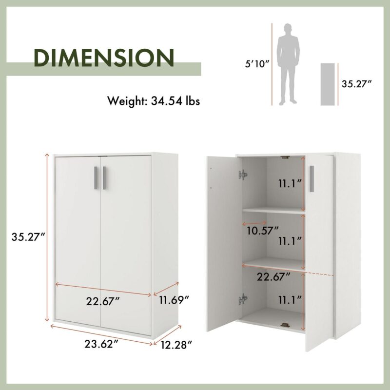 Furniture of America Brooks Stackable 3-Tier Wood White Cabinet with Door - Image 2