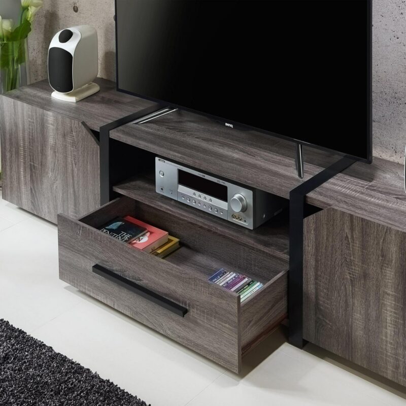 Furniture of America Clipe TV Stand for TVs up to 85 , Distressed Gray - Image 3