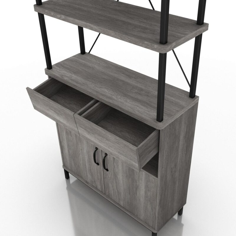 Furniture of America Brix LibrerA-a para Adultos de Madera con MAoltiples Almacenamientos Roble Gris Vintage - Image 9