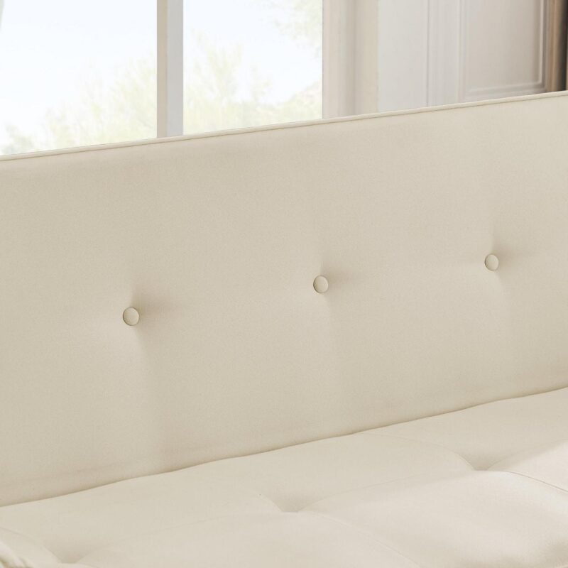 Futon Sofa Bed Convertible Couch Bed with Armrests,Modern Living Room Fabric Linen Sofa Bed,Folding Recliner Futon Couch Sleeper Set,Beige - Image 5