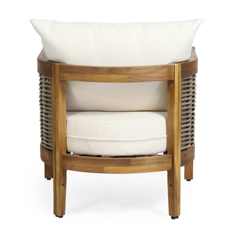 GDF Studio Morrow Cushioned Acacia Wood Outdoor Lounge Chair - Set of 2 - Beige - Image 10