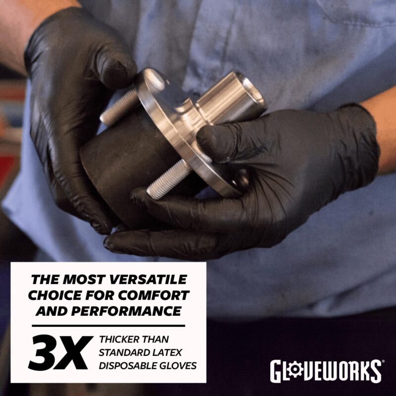 GLOVEWORKS Black Nitrile Gloves for Auto, Detailing, Mechanics XXL, 100 Count - Image 3