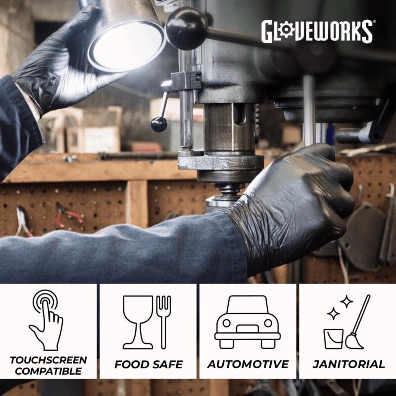GLOVEWORKS Black Nitrile Gloves for Auto, Detailing, Mechanics XXL, 100 Count - Image 5
