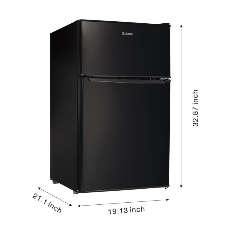 Galanz 3.1 Cu ft Two Door Mini Fridge, Black, New - Image 4