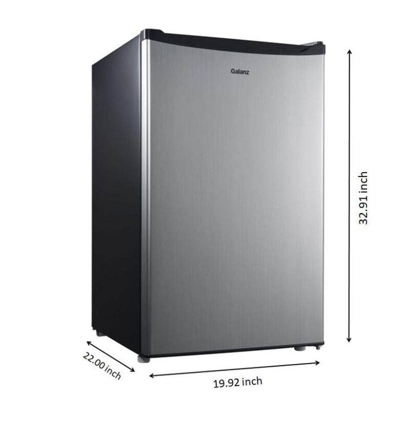 Galanz 4.3 Cu ft Single Door Mini Fridge, Stainless Steel Look, New, Width 19.12 - Image 4