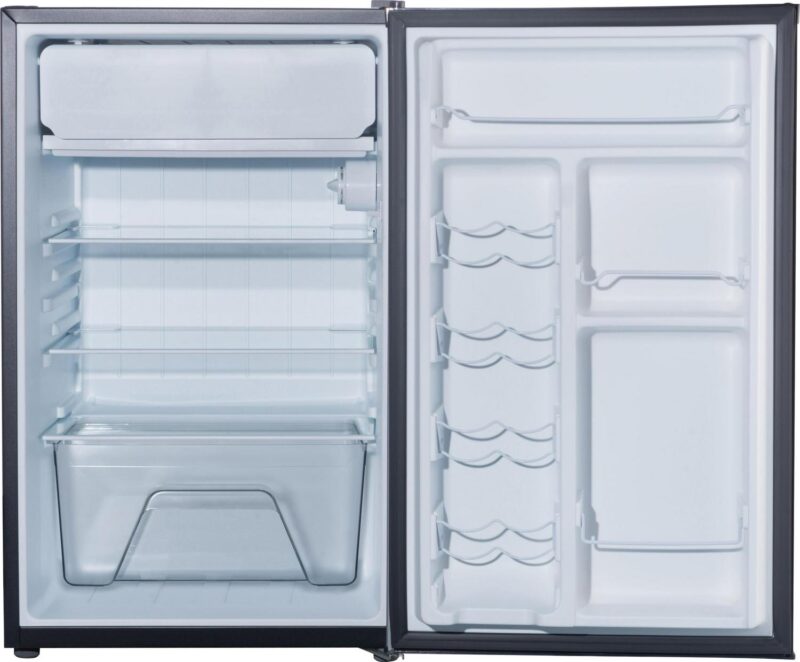 Galanz 4.3 Cu ft Single Door Mini Fridge, Stainless Steel Look, New, Width 19.12 - Image 3
