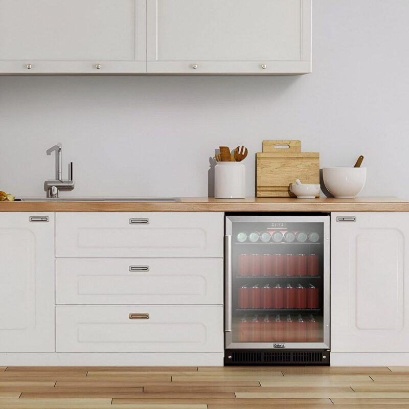 Galanz 5.7 Cu. ft 172 Cans French Door Beverage Refrigerator, Stainless Steel, 23.4 in Wide, New - Image 3