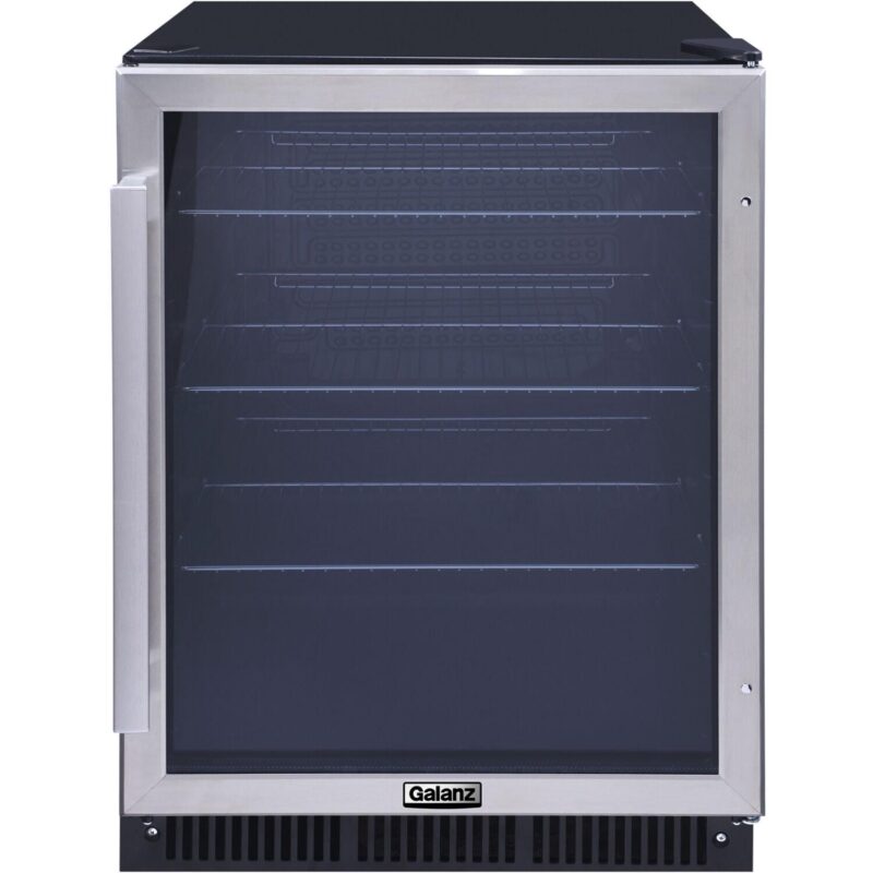 Galanz 5.7 Cu. ft 172 Cans French Door Beverage Refrigerator, Stainless Steel, 23.4 in Wide, New