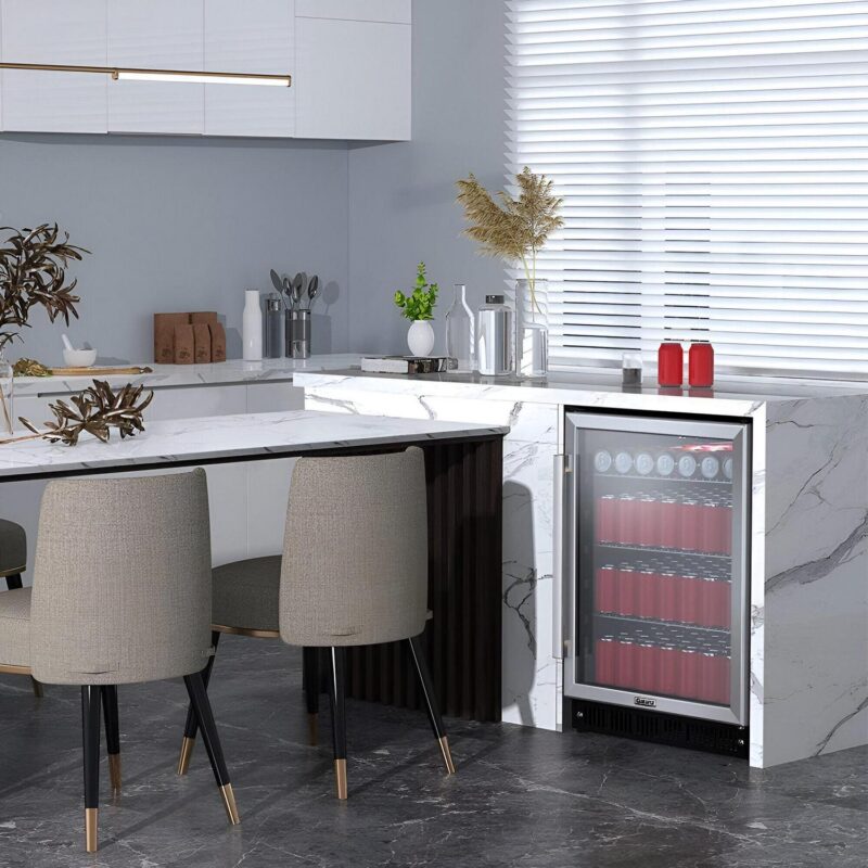 Galanz 5.7 Cu. ft 172 Cans French Door Beverage Refrigerator, Stainless Steel, 23.4 in Wide, New - Image 9
