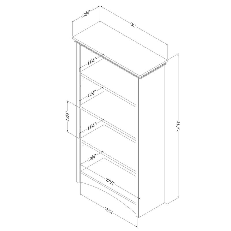 Gascony 4-Shelf Bookcase-Rubbed Black-South Shore - Image 5