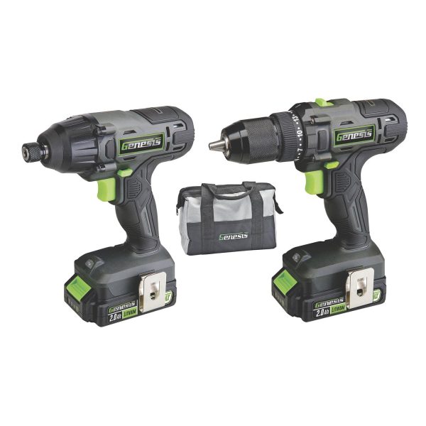 Genesis 20-Volt Cordless Li-Ion 2-Speed Drill Driver/Impact Driver Combo Kit, GL20DIDKB2