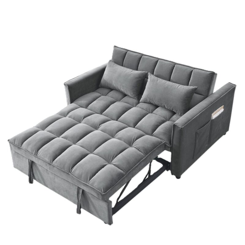 Gewnee 54  Modern Convertible Velvet Futon Sofa Bed,Sleeper Loveseat with Adjsutable Backrest For Living,Office - Image 4