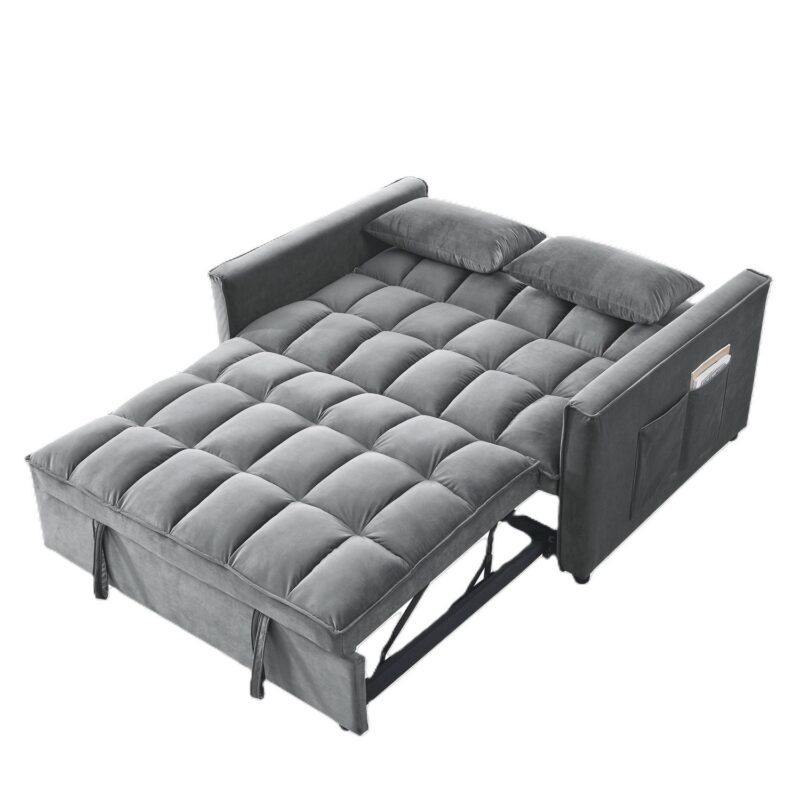 Gewnee 54  Modern Convertible Velvet Futon Sofa Bed,Sleeper Loveseat with Adjsutable Backrest For Living,Office - Image 3