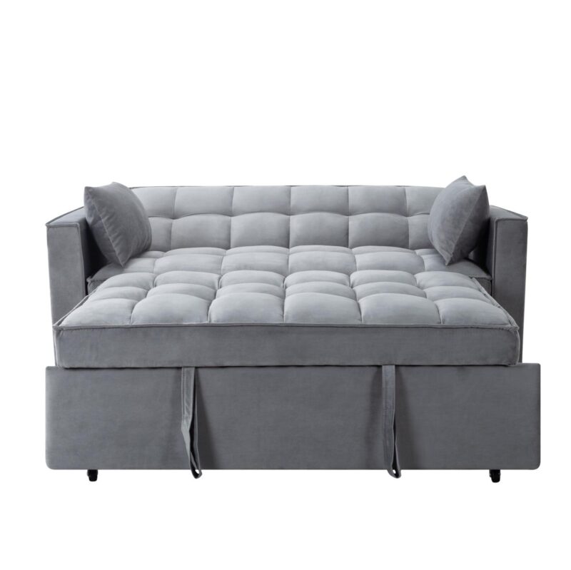 Gewnee 55a Pull Out Couch 2-Seater Sleeper Loveseat, 3-in-1 Reclining Sofa Bed, Futon Adjustable Backrest with Pillows, Pockets, Couch for Living Room Apartment Lounge - Image 10