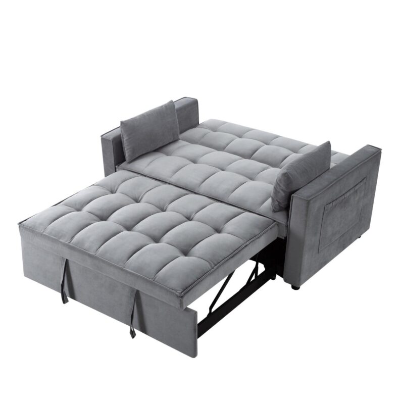 Gewnee 55a Pull Out Couch 2-Seater Sleeper Loveseat, 3-in-1 Reclining Sofa Bed, Futon Adjustable Backrest with Pillows, Pockets, Couch for Living Room Apartment Lounge - Image 5