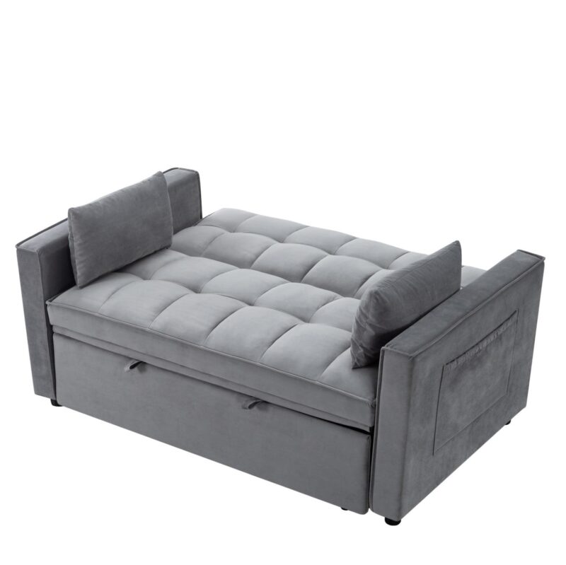Gewnee 55a Pull Out Couch 2-Seater Sleeper Loveseat, 3-in-1 Reclining Sofa Bed, Futon Adjustable Backrest with Pillows, Pockets, Couch for Living Room Apartment Lounge - Image 8