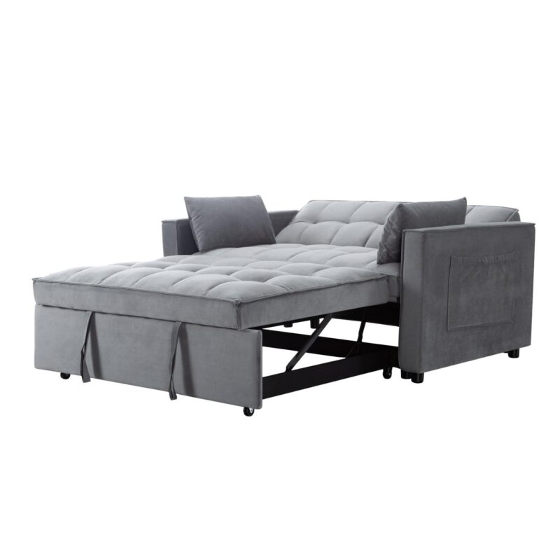Gewnee 55a Pull Out Couch 2-Seater Sleeper Loveseat, 3-in-1 Reclining Sofa Bed, Futon Adjustable Backrest with Pillows, Pockets, Couch for Living Room Apartment Lounge - Image 9