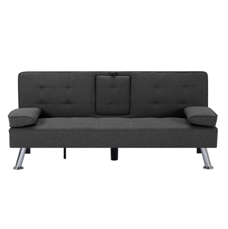 Gewnee Futon Sleeper Sofa Bed Modern Polyester Couch Convertible Folding Recliner Living Room Furniture with 2 Cup Holders for Guest Room - Image 16