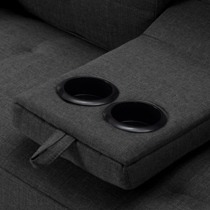 Gewnee Futon Sleeper Sofa Bed Modern Polyester Couch Convertible Folding Recliner Living Room Furniture with 2 Cup Holders for Guest Room - Image 15