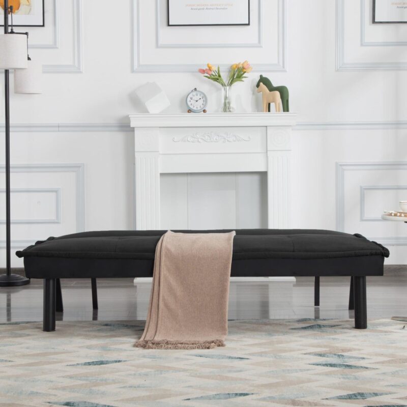 Gewnee Futon Sofa Bed,Modern Velvet Convertible Sofa Bed with 3 Adjustable Backrest Angles,Loveseat Sleeper Couch for Living Room Apartment Furniture i 1/4 Black) - Image 2