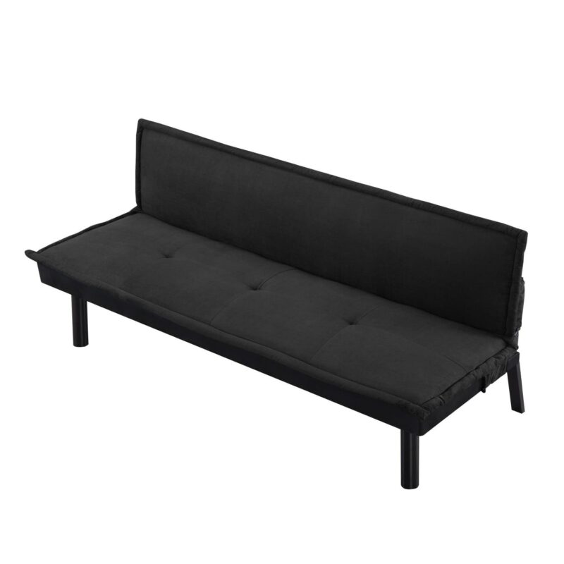 Gewnee Futon Sofa Bed,Modern Velvet Convertible Sofa Bed with 3 Adjustable Backrest Angles,Loveseat Sleeper Couch for Living Room Apartment Furniture i 1/4 Black) - Image 16