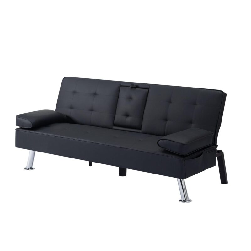 Gewnee Modern Futon Sleeper Sofa Bed Convertible Folding Recliner Couch Furniture with 2 Cup Holders for Livin g Room - Image 14