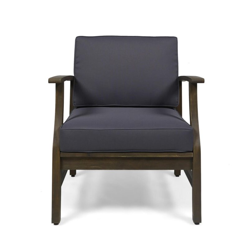 Giancarlo Acacia Wood Outdoor Club Chair, Gray, Dark Gray - Image 7