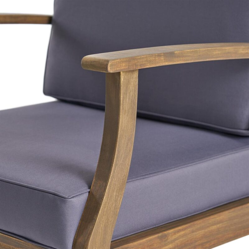 Giancarlo Acacia Wood Outdoor Club Chair, Gray, Dark Gray - Image 5