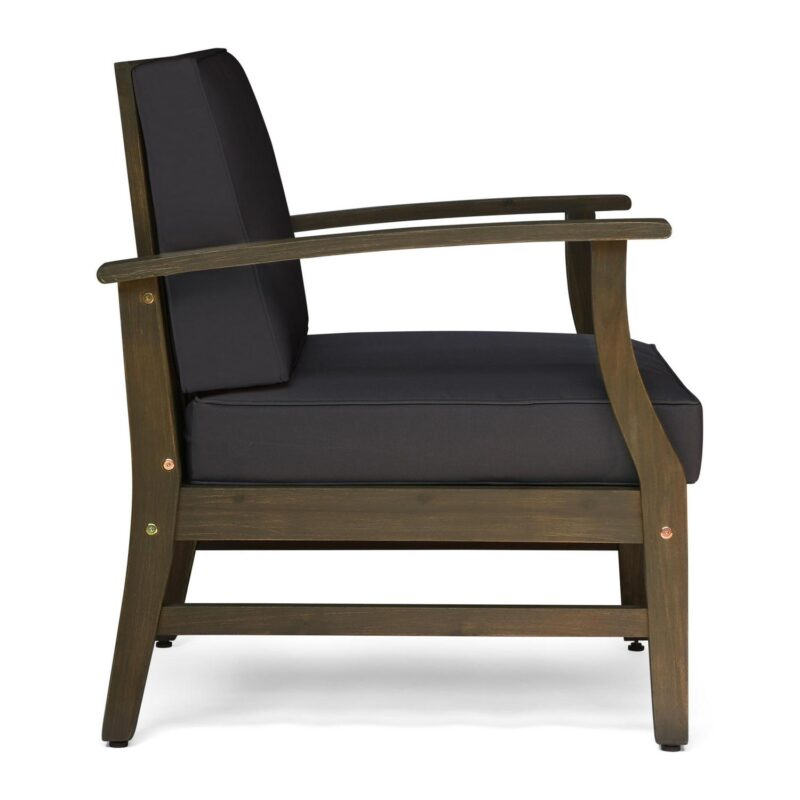 Giancarlo Acacia Wood Outdoor Club Chair, Gray, Dark Gray - Image 6