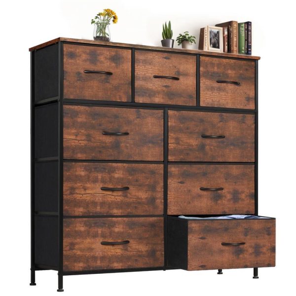 Gianna Dressers with 9 Drawers, Organization Furniture for Home, Fabric Cabinet, Rustic Brown