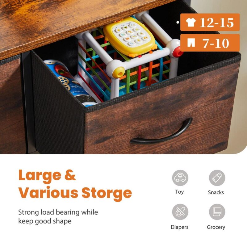 Gianna Dressers with 9 Drawers, Organization Furniture for Home, Fabric Cabinet, Rustic Brown - Image 3