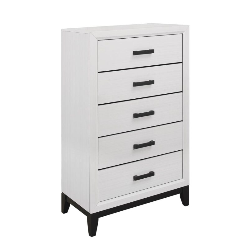Global Furniture USA Kate White and Black 5-Drawer Bedroom Chest - Image 2