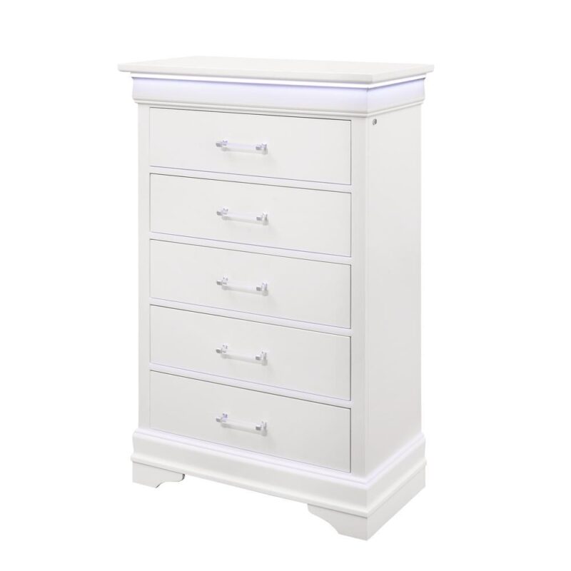 Global Furniture USA Charlie Traditional/Modern White Wood Chest with LED - Image 6
