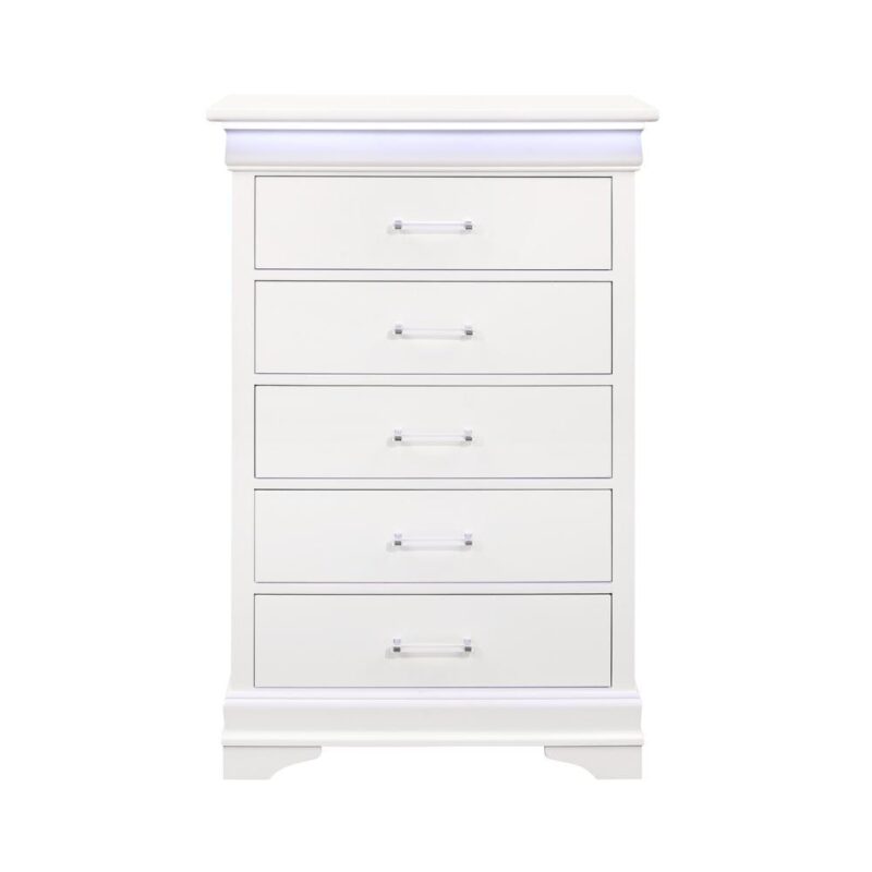 Global Furniture USA Charlie Traditional/Modern White Wood Chest with LED - Image 3