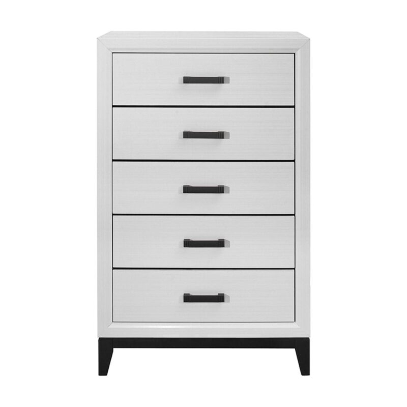 Global Furniture USA Kate White and Black 5-Drawer Bedroom Chest - Image 5