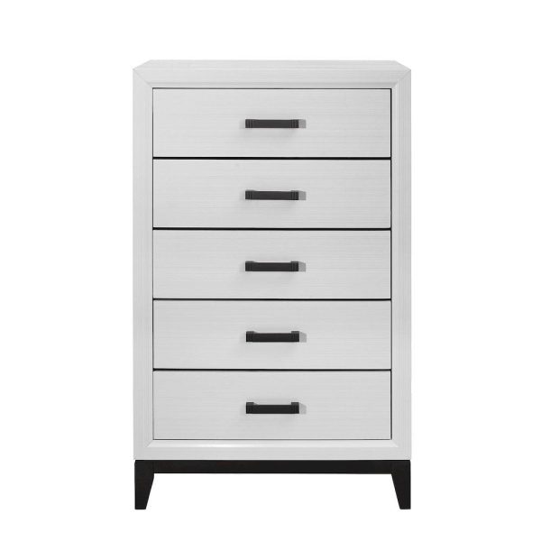 Global Furniture USA Kate White and Black 5-Drawer Bedroom Chest