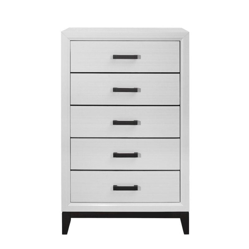 Global Furniture USA Kate White and Black 5-Drawer Bedroom Chest