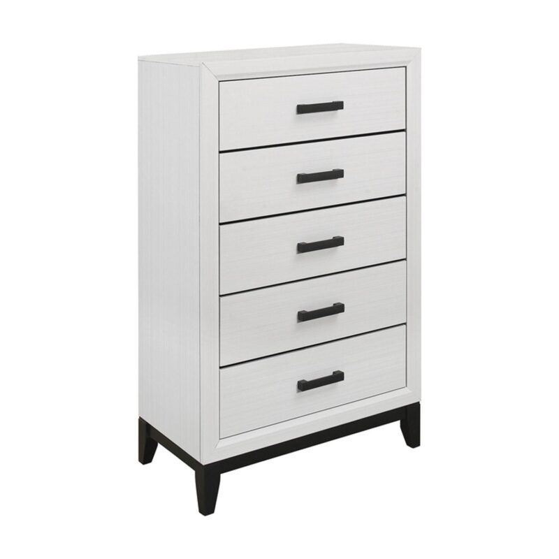 Global Furniture USA Kate White and Black 5-Drawer Bedroom Chest - Image 6