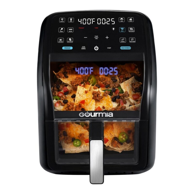 Gourmia Panorama 7-QT Digital Air Fryer w/ Panoramic View, Holographic Display, and 12 Presets, Black, New - Image 5