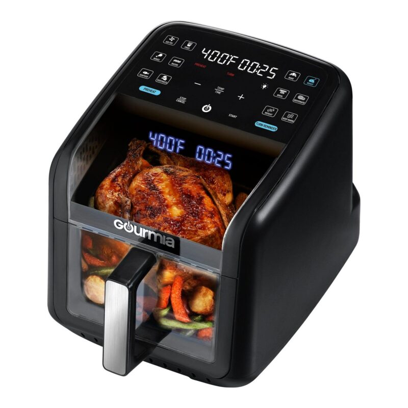 Gourmia Panorama 7-QT Digital Air Fryer w/ Panoramic View, Holographic Display, and 12 Presets, Black, New - Image 4