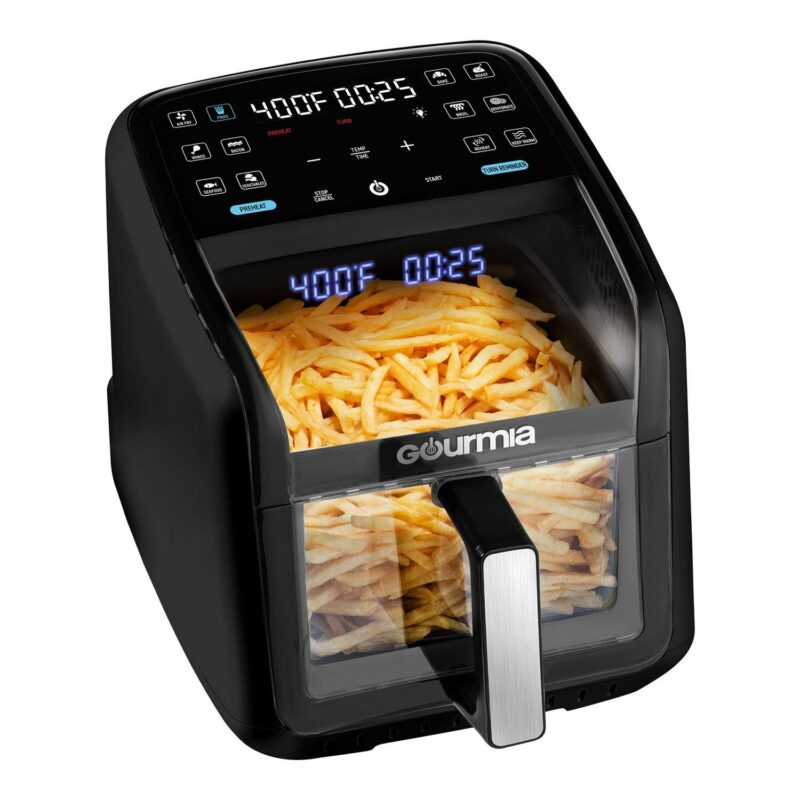 Gourmia Panorama 7-QT Digital Air Fryer w/ Panoramic View, Holographic Display, and 12 Presets, Black, New - Image 3