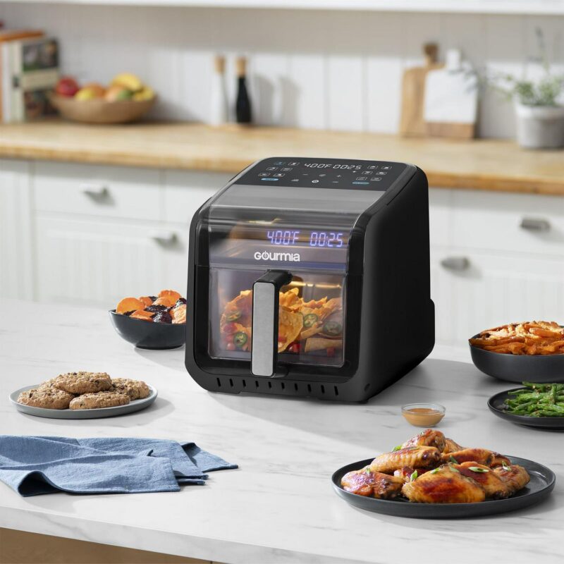 Gourmia Panorama 7-QT Digital Air Fryer w/ Panoramic View, Holographic Display, and 12 Presets, Black, New - Image 9