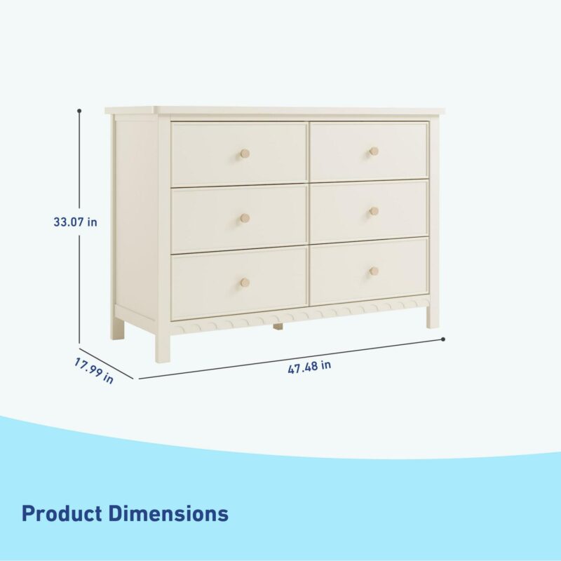 Graco Sasha 6 Drawer Nursery Dresser, Frosted Oat - Image 6